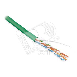 Кабель витая пара, неэкран. U/UTP, категория 5e, 4 пары (24 G), нг(А)-HF, -20°C – +75°C, зеленый| 273508 | Hyperline - Hyperline