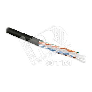Кабель витая пара U/UTP категория 6 4 пары (23 AWG) одножильный (solid) с разделителем LSZH черный - Hyperline