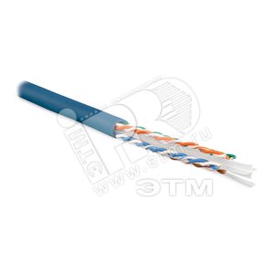 Кабель витая пара U/UTP категория 6 4 пары (23 AWG) одножильный (solid) с разделителем LSZH синий - Hyperline
