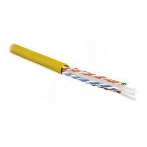 Кабель витая пара U/UTP категория 6 4 пары (23 AWG) одножильный (solid) с разделителем LSZH желтый - Hyperline