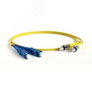 Патч-корд волоконно-оптический (шнур) SM 9/125 (OS2) ST/UPC-SC/UPC duple* LSZH 2 м - Hyperline