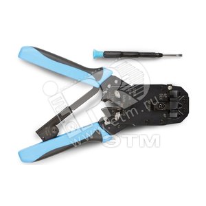 Инструмент обжимной для RJ-45/ RJ-12/ RJ-11 8P8C 6P6C 4P4C профессиональный с храповым механизмом (35549) - Hyperline