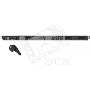 Блок розеток NPM-C вертикальный 20хIEC320 C13+LED 250VAC 16А кабель 3х1.5 (3м) с вилкой черный - Hyperline