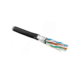 Витая пара. экранированная (U/FTP). категория 6a. 4 пары (23AWG). одножильный (solid). каждая пара в экране. без общего экрана. внешний. PE. черный (500 м) - Hyperline