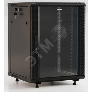Шкаф настенный 19-дюймовый (19"), 18U, 920x600х600мм, метал передняя дверь с замком, две боковые панели,черн. (разобранный) | 395576 | Hyperline - Hyperline