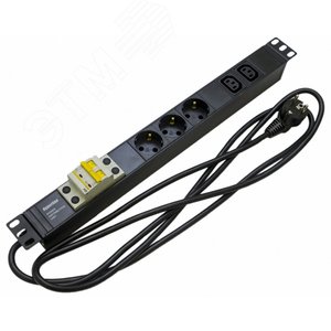 Блок розеток для 19" шкафов, горизонтальный, 6 розеток IEC320 C13, выключатель с подсветкой, 482.6x44.4x44.4мм , корпус сталь. | 397025 | Hyperline - Hyperline