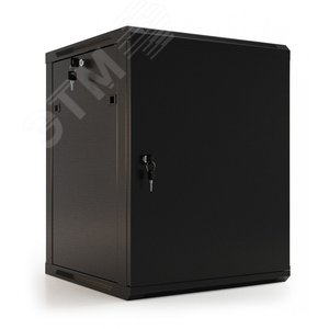 Шкаф настенный 19-дюймовый (19"), 27U, 1304x600х600мм, металл. передняя дверь с замком, цвет черн. (разобранный) | 405334 | Hyperline - Hyperline