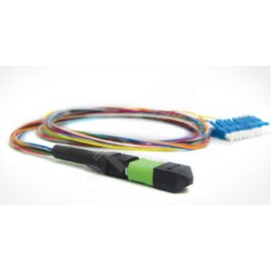 Кабель Гидра MTP c направляющими штырьками LC 12 волокон OS2 10Gig LSZH 1.0 м - Hyperline