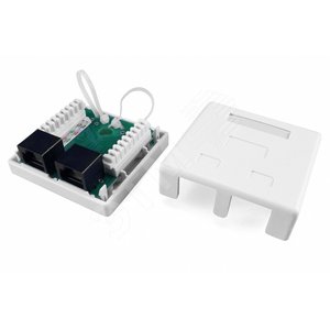 Розетка компьютерная SB1-2-8P8C-C6-WH RJ-45(8P8C) кат 6 двойная внешняя (SB1-2-8P8C-C6-WH) - Hyperline