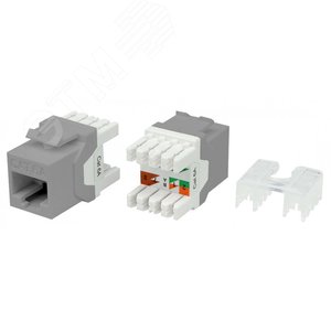 Вставка KJ8-8P8C-C6A-180-GY Keystone Jack RJ-45(8P8C)категория 6a(10G)тип 180 (KJ8-8P8C-C6A-180-GY) - Hyperline