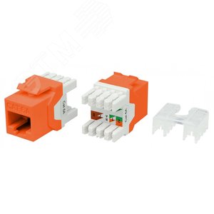 Вставка KJ8-8P8C-C6A-180-OR Keystone Jack RJ-45(8P8C)категория 6a(10G)оранжев (KJ8-8P8C-C6A-180-OR) - Hyperline