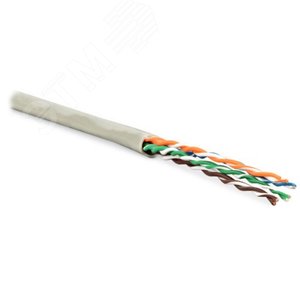 Кабель витая пара, неэкранир U/UTP, категор. 6, 4 пары (24 G), многожиль. (patсh), без разделителя, нг(А)-HF, –5°C–+60°C, серый | 444315 | Hyperline - Hyperline