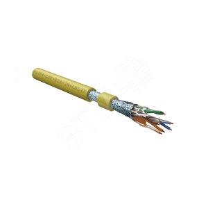 Кабель витая пара F/UTP, категория 5e, 4 пары (24 G), одножильный (solid), экран - фольга, нг(А)-, внутренний, желтый | 444608 | Hyperline - Hyperline