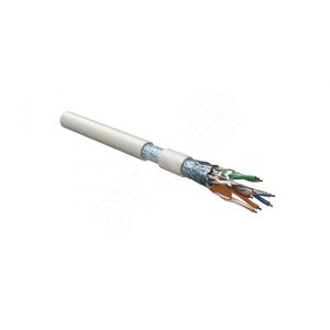 Кабель витая пара F/UTP, категория 5e, 4 пары (24 G), одножильный(solid), экран - фольга, нг(А)-HF, –20°C – +75°C, белый| 444614 | Hyperline - Hyperline