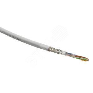 Кабель витая пара SF/UTP, категор. 5e, 4 пары (24 G), одножильный (solid), экран - фольга + медная оплетка, –20°C – +75°C, белый| 444631 | Hyperline - Hyperline