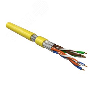 Кабель витая пара, экранированная U/FTP, категория 6, 4 пары (26 G), многожильный (patch), каждая пара в фольге, желтый | 445088 | Hyperline - Hyperline