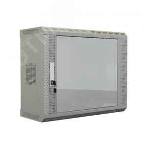 Шкаф настенный 19-дюймовый (19"), 12U, 650х600х250, со стеклянной дверью, несъемные боковые панели, цвет серый (собранный) | 452032 | Hyperline - Hyperline