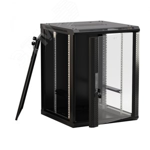 TWB-1268-GP-RAL9004 Шкаф настенный 19-дюймовый (19"), 12U, 650x600х800мм, стеклянная дверь с перфорацией по бокам, цвет черн.| 480824 | Hyperline - Hyperline