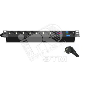Блок розеток управляемый NPM 19 серия В 12 розеток IEC320 C13 110/220V 16А кабель 3 м  черный - Hyperline