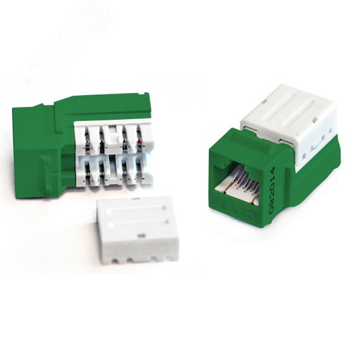 Вставка Keystone Jack RJ-45(8P8C) категория 5e 10 IDC заделка с помощью NE-TOOL зеленая - Hyperline