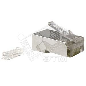 Разъем RJ-458P8C под витую пару категория 6  экранированный универсальный   100 шт (49383)