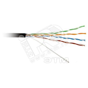 Витая пара неэкранированная U/UTP категория 5e 4 пары (24 AWG) одножильный (solid) внешний черный (500м) (236320)