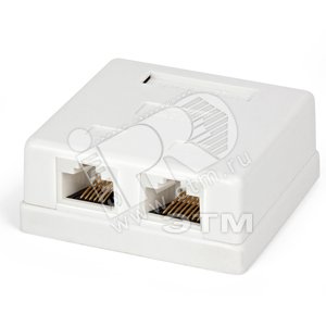 Розетка внешняя комбинированная: компьютерная RJ-458P8C категория 5e + телефон RJ-126P6C - Hyperline