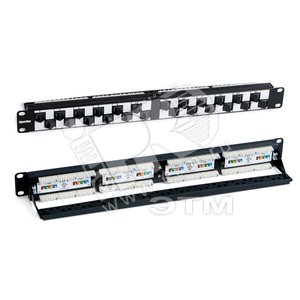Патч-панель 19 1U с угловыми портами 24 портов RJ-45 категория 5e Dual IDC (44391) - Hyperline