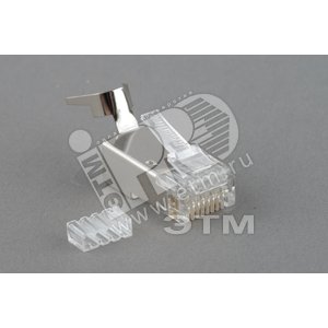 Разъем RJ-458P8C под витую пару категория 6 экранированный для жил 1.35-1.5 с оболочкой 10 шт (49340)