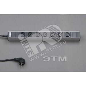 Блок розеток для 19 шкафов горизонтальный 7 IEC320 C13 16 A шнур 2.5м - Hyperline