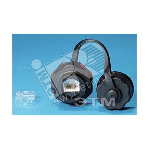 Промышленный модуль Keystone Jack RJ-45 (8P8C) IP67 категория 6 с защитной крышкой черный (47406) - Hyperline