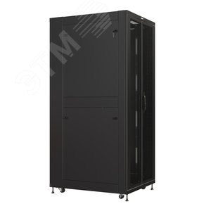 Шкаф напольный 19-дюймовый TSR-4262-DDAA-P12-R101-RAL9005, 42U, 2058x600х1200 мм (ВхШхГ), передняя и задняя двойные распашн. перфорир. двери, боковые панели съемные, панель крыши с заглушками щеточных вводов, цвет черный (RAL 9005) (собранный) - фото 4