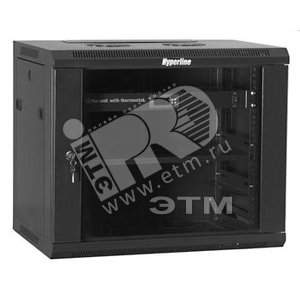 Шкаф настенный 19-д.  9U 480*600*250 со стеклянной дверью цвет черный (RAL 9004) (собранный)