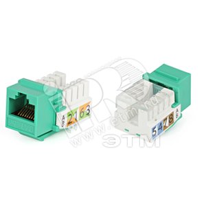 Вставка Keystone Jack RJ-45(8P8C) категория 5e Dual IDC(110&Krone type) зеленая - Hyperline