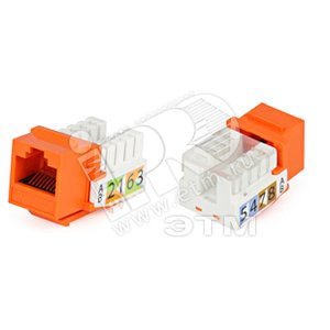 Вставка Keystone Jack RJ-45(8P8C) категория 5e Dual IDC(110&Krone type) оранжевая - Hyperline