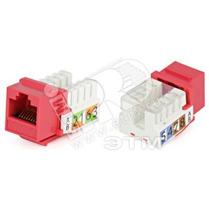 Вставка Keystone Jack RJ-45(8P8C) категория 5e Dual IDC(110&Krone type) красная - Hyperline