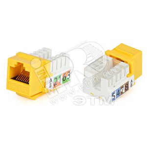 Вставка Keystone Jack RJ-45(8P8C) категория 5e Dual IDC(110&Krone type) желтая - Hyperline