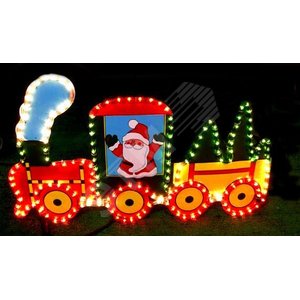 Фигура новогодняя светодиодная Дед Мороз на поезде 79х44 см, PKQE13108 - Jazzway