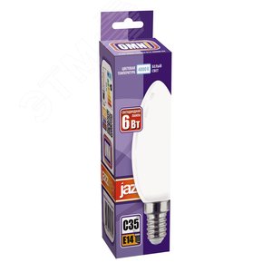 Лампа сетодиодная декоративная LED 6w E14 4000K свеча матовая филамент 230/50 Jazzway (5020603) - фото 2