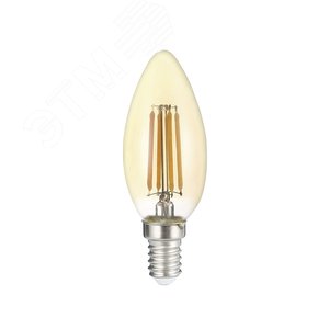 Лампа сетодиодная декоративная LED 8w E14 4000K свеча золотая филамент 230/50 Jazzway (5020948) - Jazzway