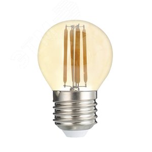 Лампа сетодиодная декоративная LED 6w E27 3000K шар золотой филамент 230/50 Jazzway - Jazzway