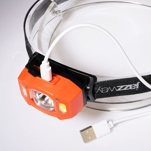 Фонарь налобный 5Вт LED + 2 x RED SMD ABS-пластик оранжевый нейлон 6 режимов работы управление жестами дальность до 65м заряд microUSB в комплекте IP54 - фото 2