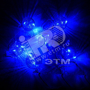 Гирлянда 6 прозрачных синих шаров 8см 18LED - Jazzway