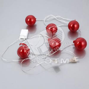 Гирлянда 6 прозрачных красных шаров 8см 18LED - Jazzway