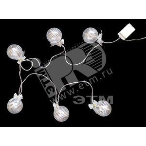 Гирлянда 6 прозрачных белых шаров 8см 18LED (4690601005557) - Jazzway