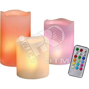 Свеча LED CL3-RGB-SET3, воск, элемент питания 9хAA - Jazzway