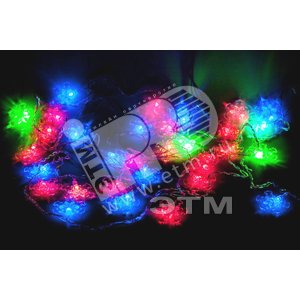 Электрогирлянда Снежинки внутренняя 30LED разноцветная 3м (4690601021670) - Jazzway
