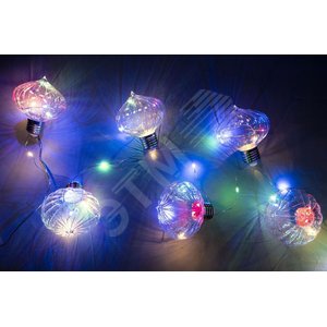 Гирлянда с 10 прозрачными насадками-лампочками, RGB, длина 135 см, на батарейках, LDM50M-BO-DB, LDM5
