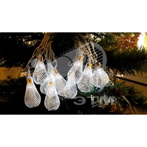 Гирлянда 10LED белая  серебрянные металлические насадки - Jazzway