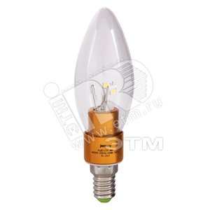 Лампа светодиодная LED PLED-С37 Clear GOLD 3Вт Е14 холодный - Jazzway